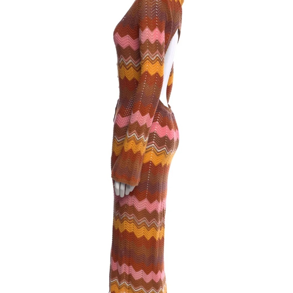 Spell Pink and Orange Chevron Midi Dress - Picture 2 of 3
